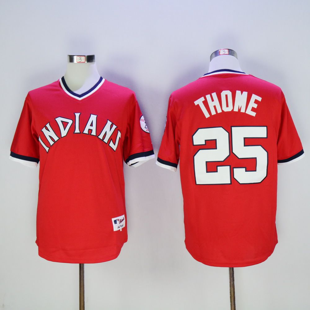 Men Cleveland Indians 25 Thome Red 1976 MLB Jerseys